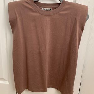 Zara Padded Shoulder Top